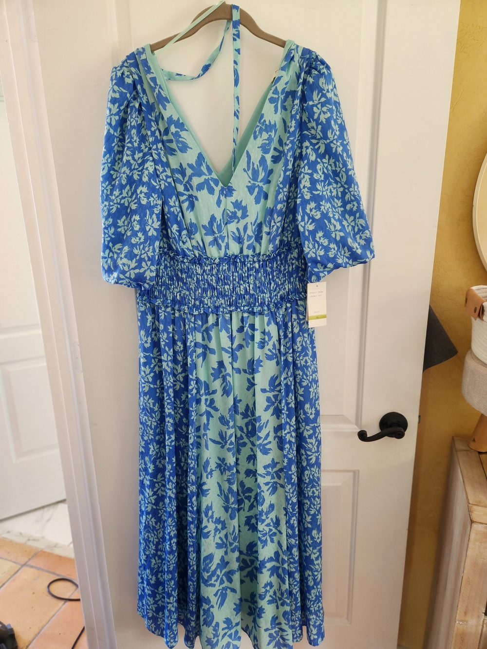 Taylor Blue Floral V-Neck Maxi Dress